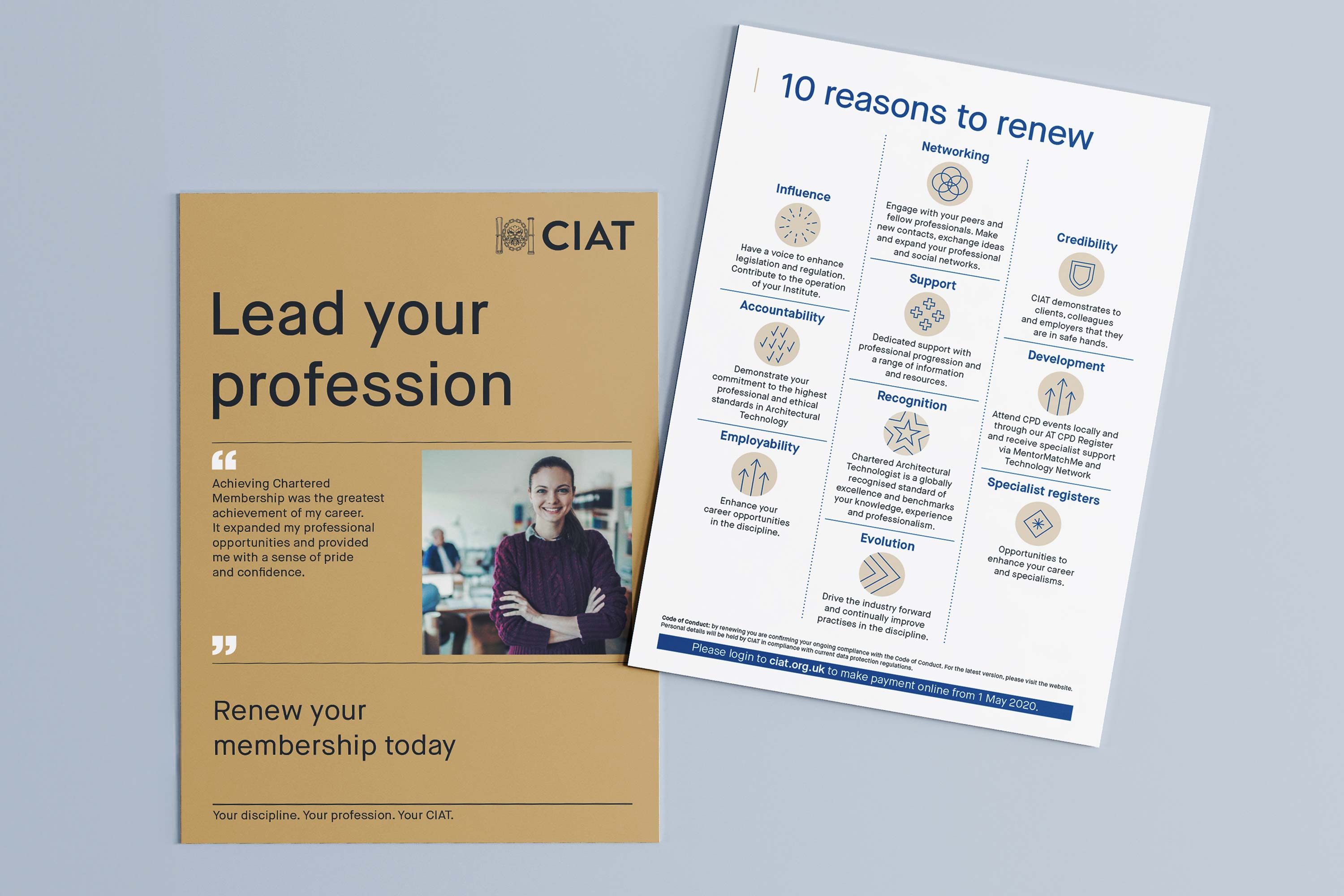 Chartered Institute of Architectural Technologists (CIAT) membership renewal campaign identity, created by Darkhorse Design