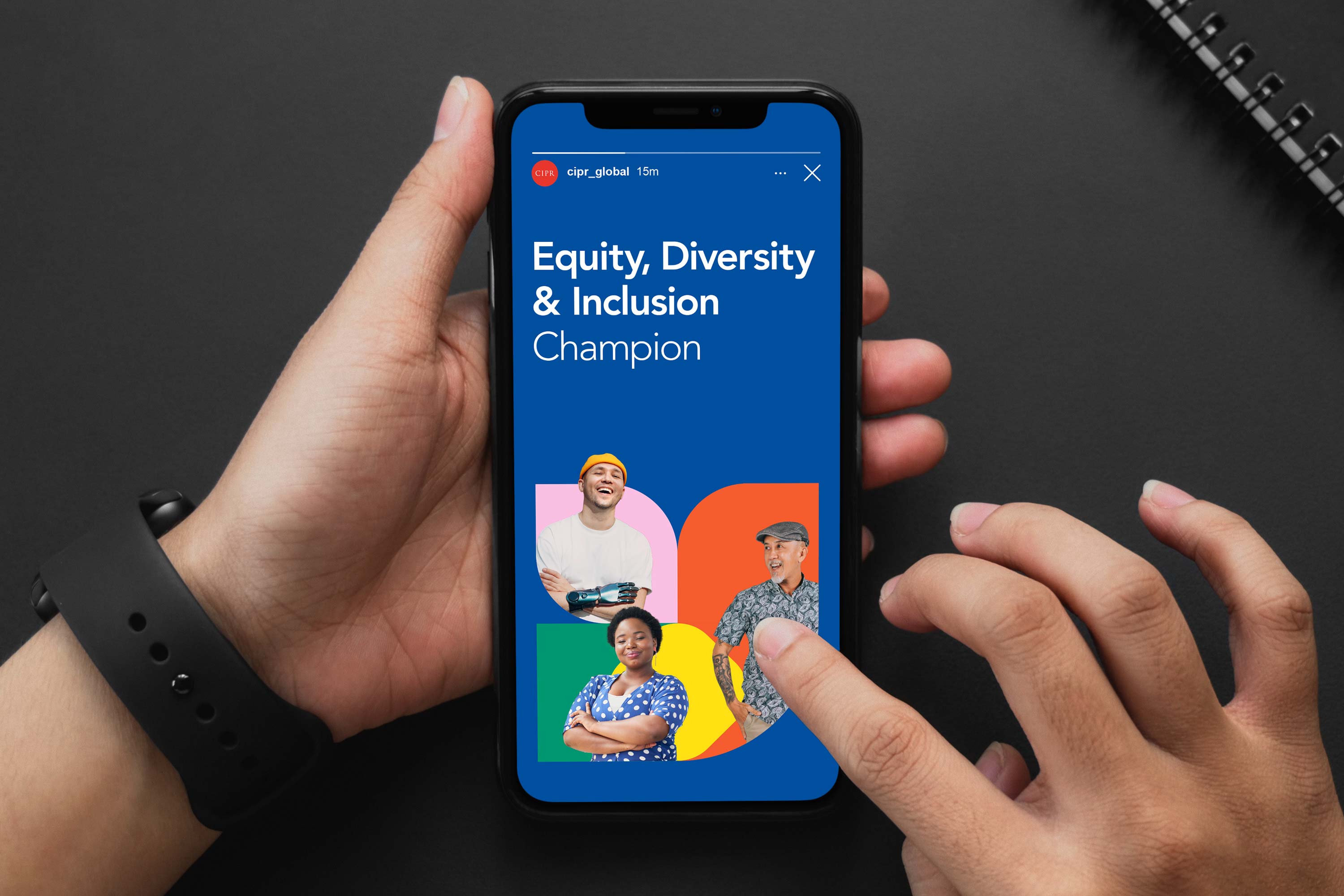 Chartered Institute of Public Relations (CIPR) Equality, Diversity, and Inclusion campaign identity and social media campaign, designed by Darkhorse Design.