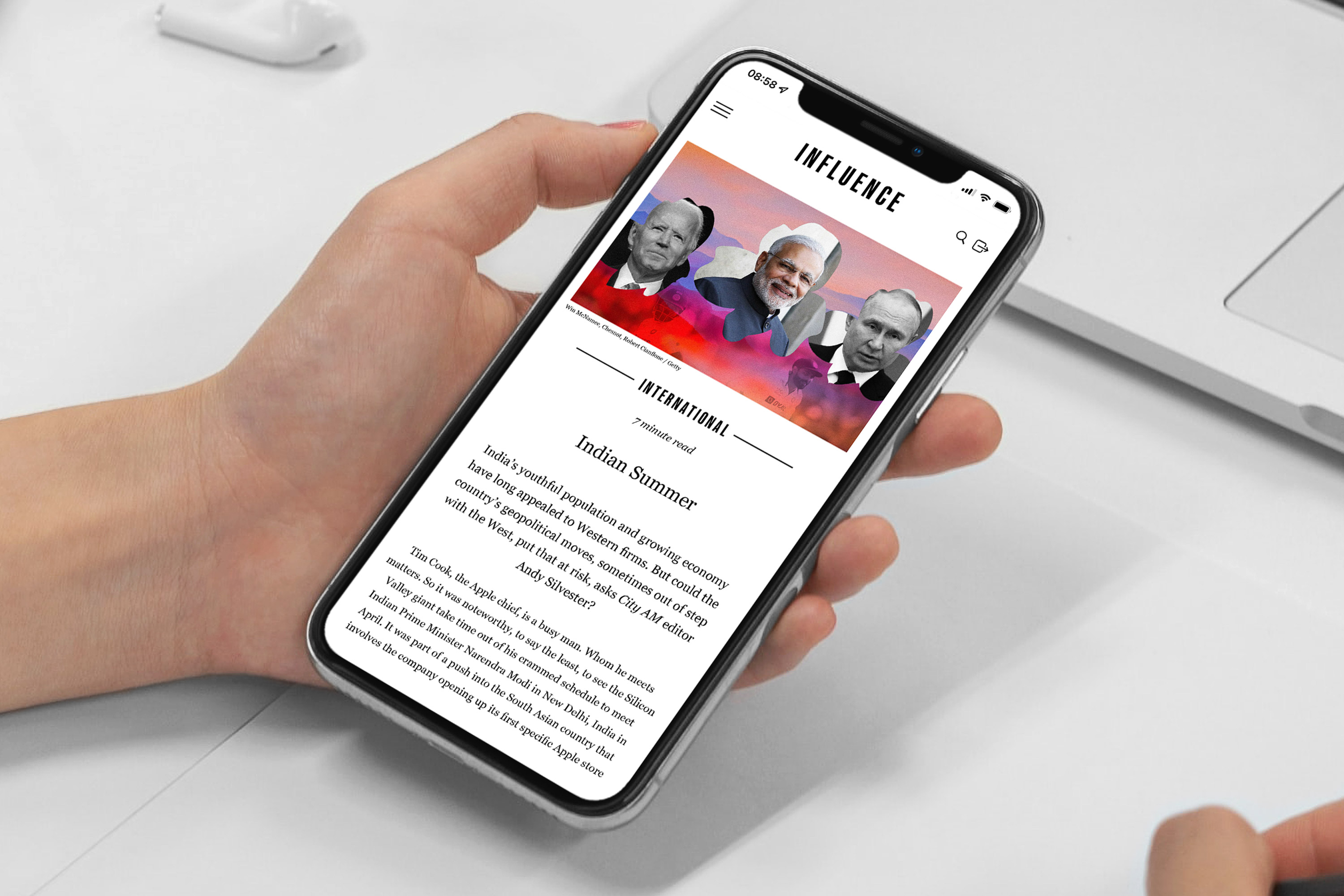 Chartered Institute of Public Relations (CIPR) digital magazine on a mobile device, featuring a handcrafted illustration for the 'Indian Summer' feature, created by Darkhorse Design.