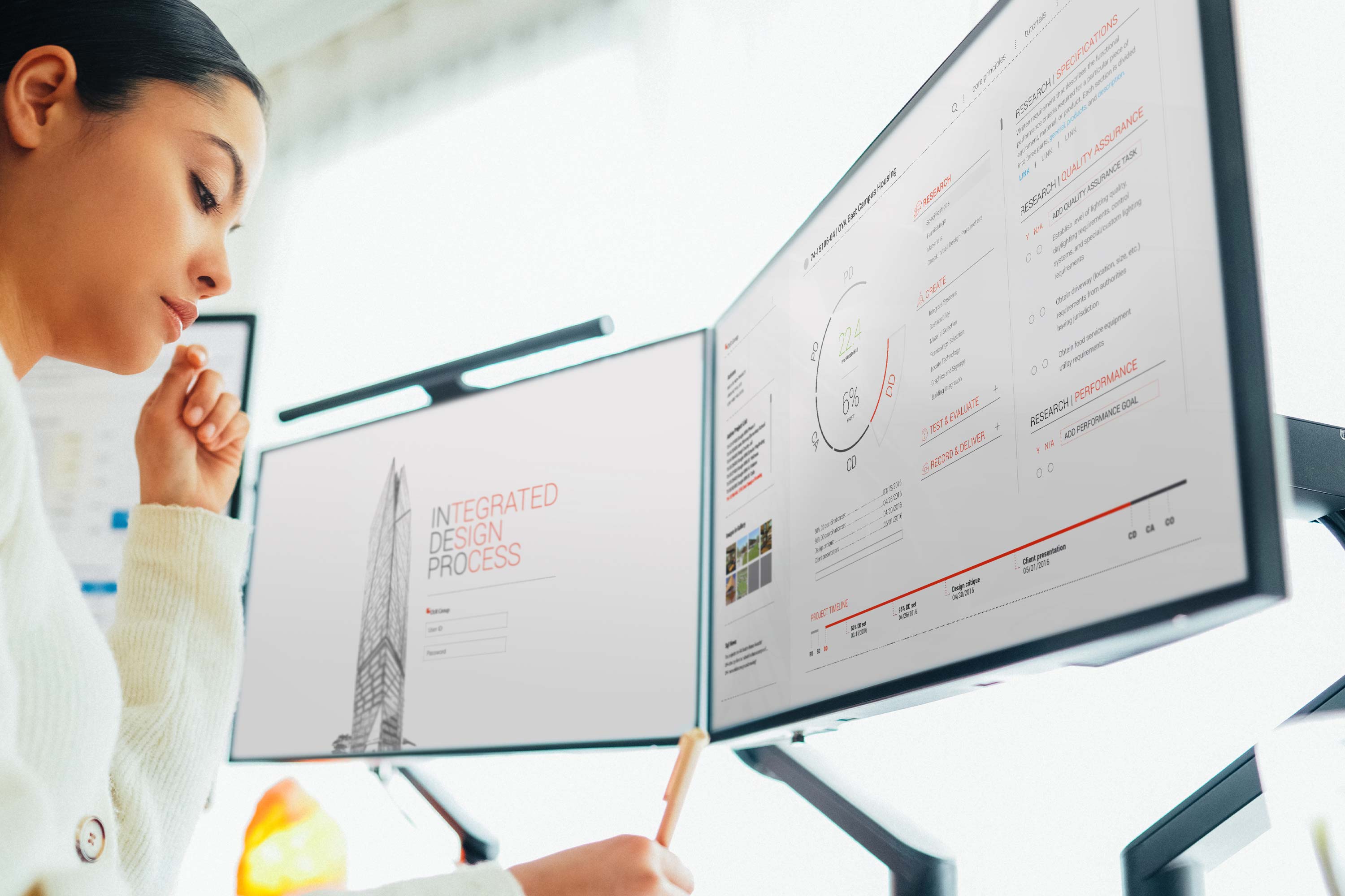DLR Group's Indepro system, a proprietary integrated design and project management platform created by Darkhorse Design to streamline the design and delivery of construction projects.