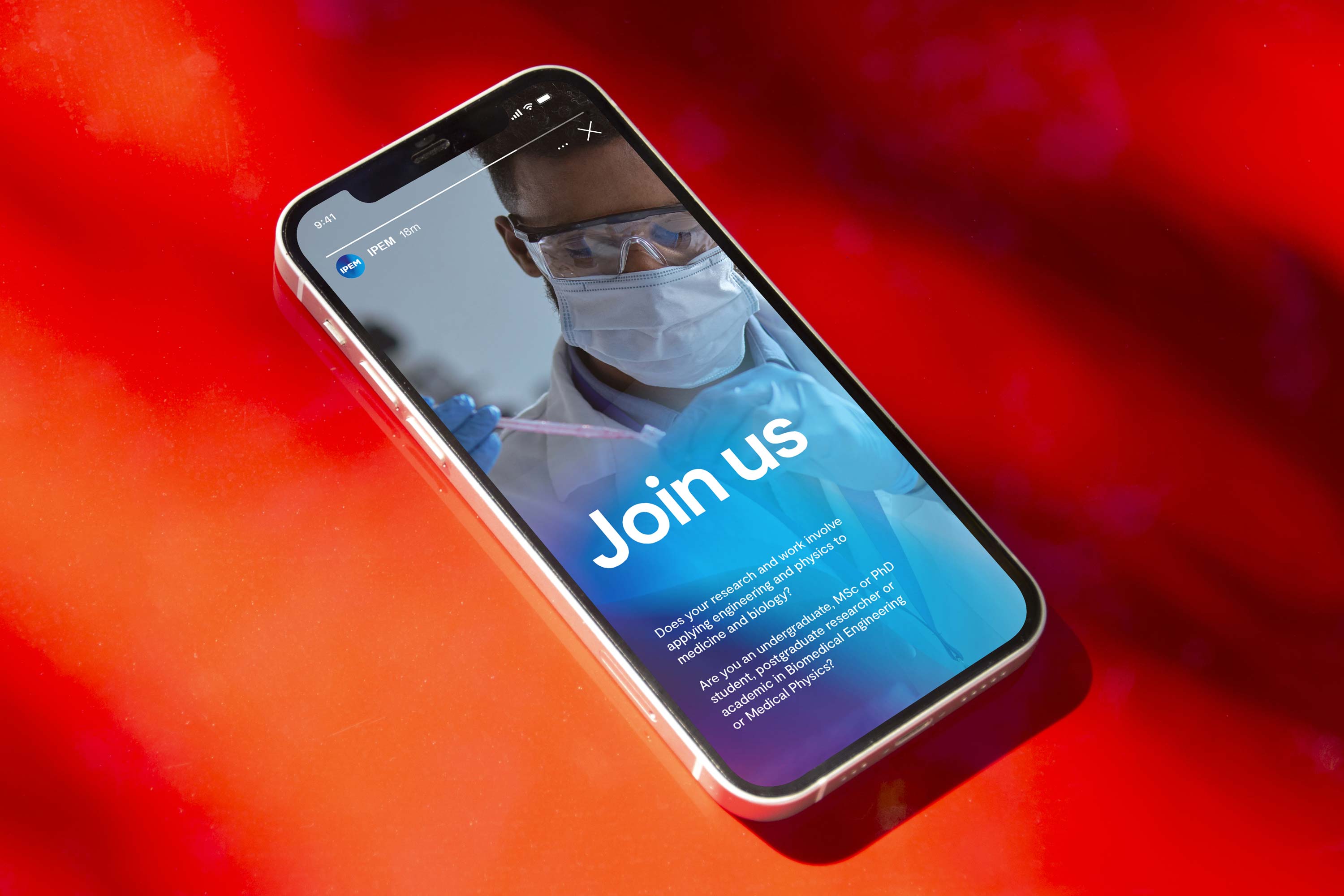Social media asset featuring an identity created by Darkhorse Design to engage members of the Institute of Physics and Engineering in Medicine (IPEM).